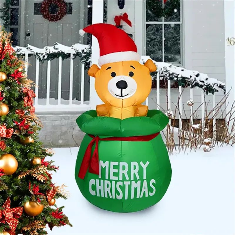 60in Christmas Inflatable Bear With Gift Bag LED Outdoor Holiday Yard Decoration 4