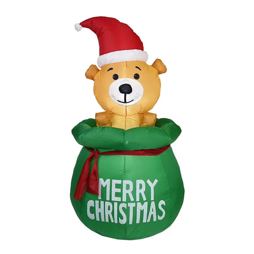 60in Christmas Inflatable Bear With Gift Bag LED Outdoor Holiday Yard Decoration 6