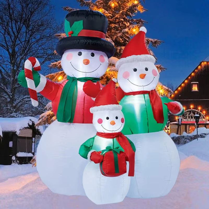 72in Snowman Family Christmas Inflatable With LED Lights Outdoor Holiday Yard Decoration 3