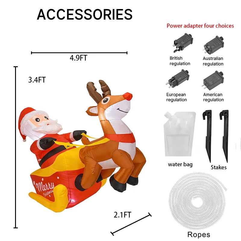 8268in Christmas Inflatable Santa In Chimney With Penguin LED Outdoor Holiday Decoration 5