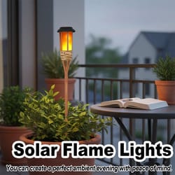 solar flickering flame torch lights waterproof bamboo outdoor garden pathway decor