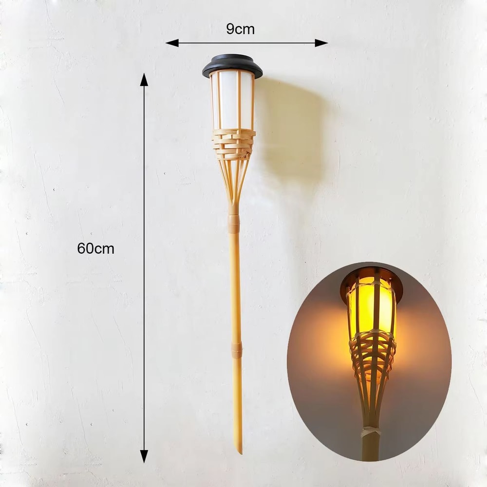 Solar Flickering Flame Torch Lights Waterproof Bamboo Outdoor Garden Pathway Decor 1