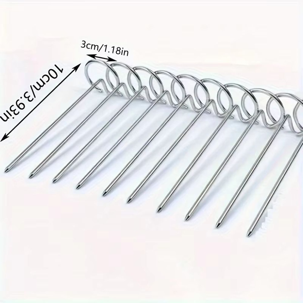 10PCS Stainless Steel Air Fryer Skewer Set Vertical Grill Rack BBQ Baking Needles 6