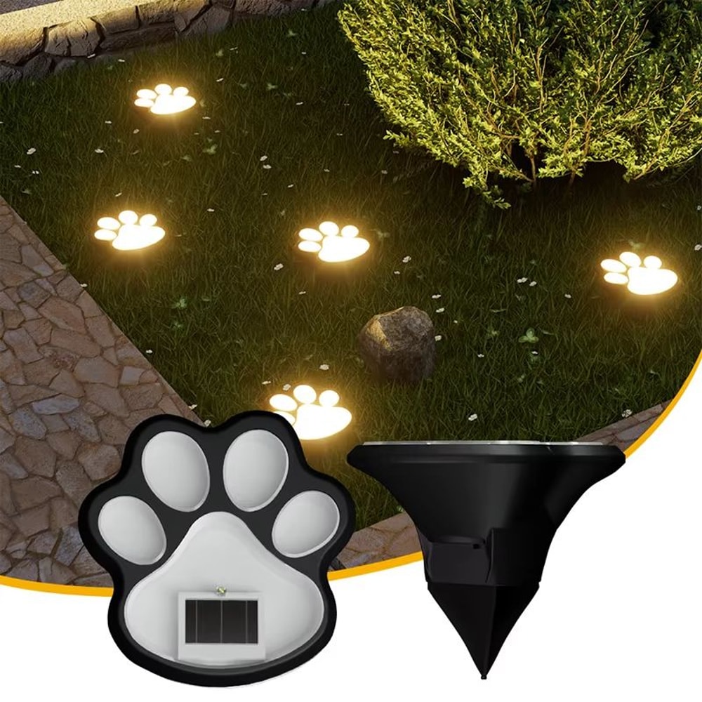 Solar Paw Print LED Garden Lights Waterproof Outdoor Pathway Lawn Decor 0
