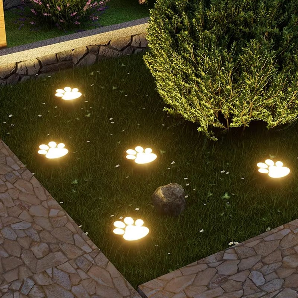 Solar Paw Print LED Garden Lights Waterproof Outdoor Pathway Lawn Decor 4