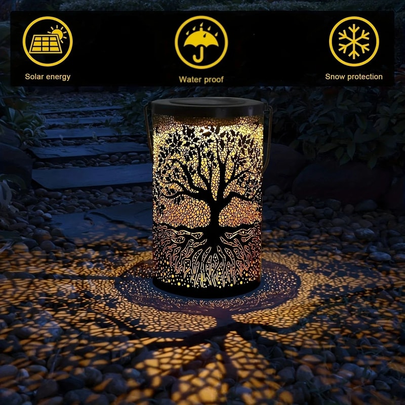 Vintage Metal Solar Hanging Lantern Waterproof LED Outdoor Garden Tree Light 1