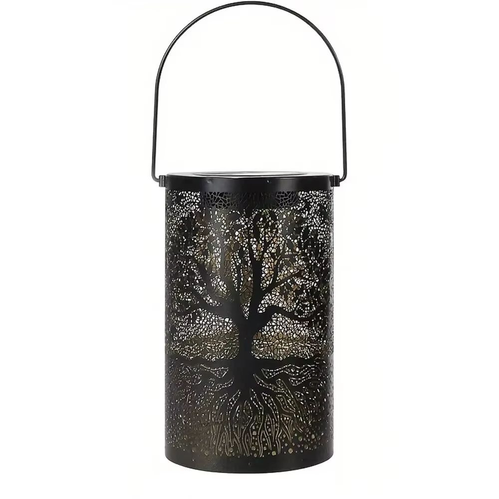 Vintage Metal Solar Hanging Lantern Waterproof LED Outdoor Garden Tree Light 6