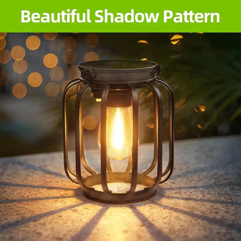 Solar Hanging Lantern Outdoor Light Waterproof Warm LED Garden Decor 0