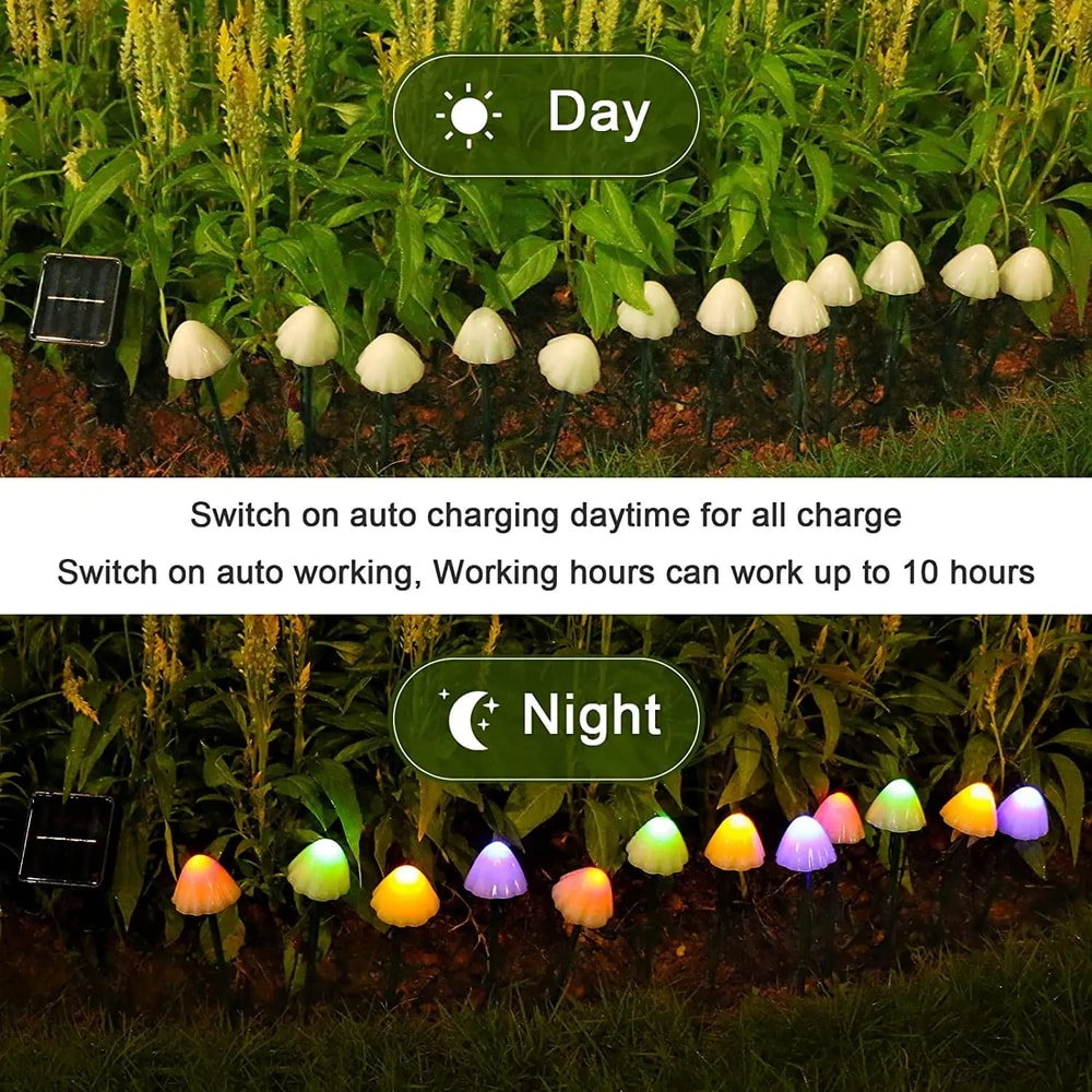 Solar Mushroom Garden Lights Outdoor Waterproof LED Pathway Decor 3