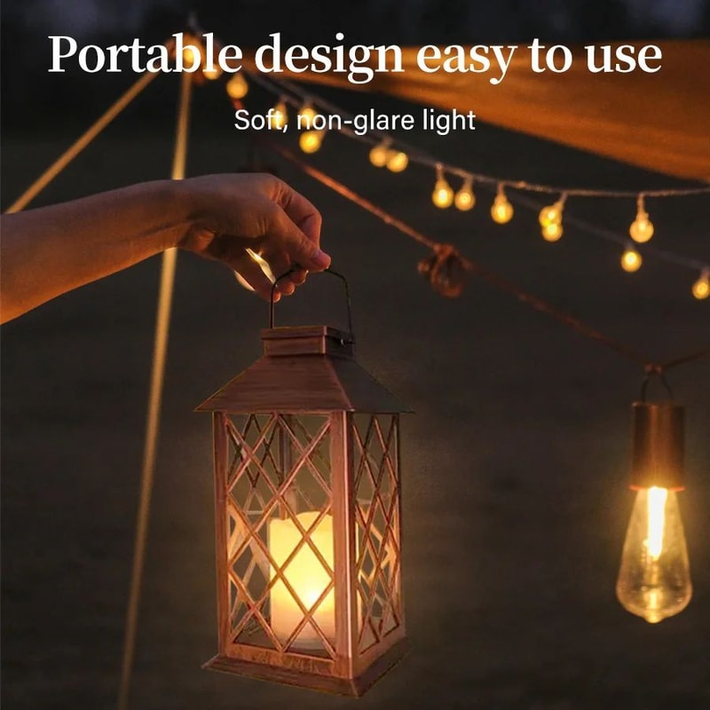Solar Palace Lantern Outdoor Garden Hanging Light Waterproof Candle Glow Decor 5