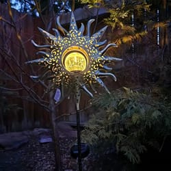 solar sun garden statue light with cracked glass led globe ip65 waterproof decor