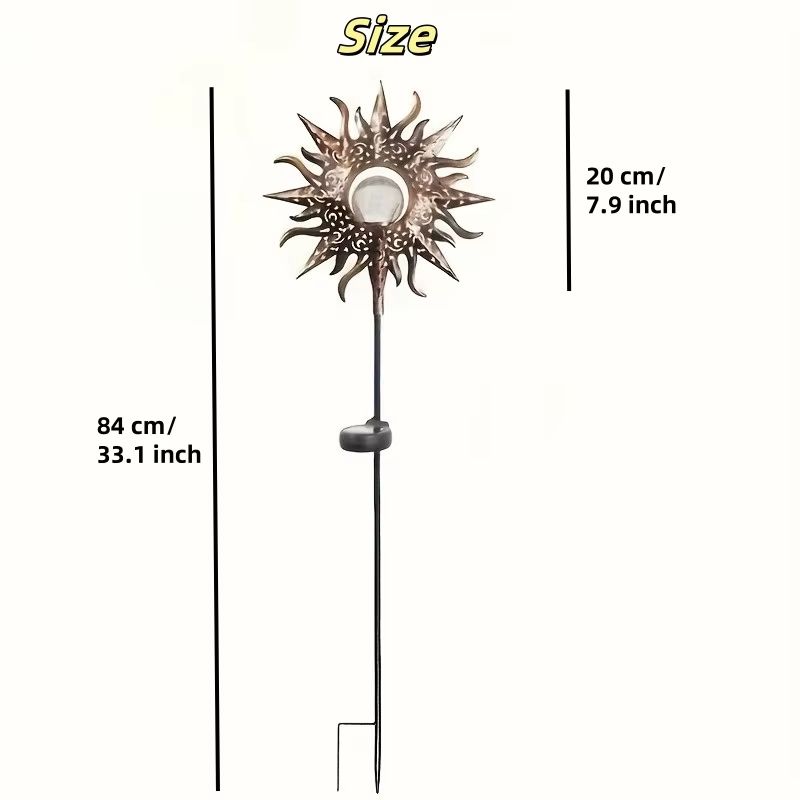 Solar Sun Garden Statue Light With Cracked Glass LED Globe IP65 Waterproof Decor 1