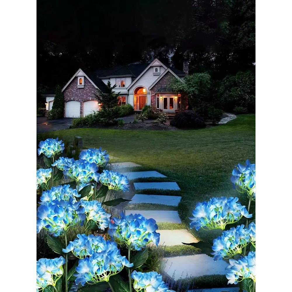 3Head Solar Hydrangea Lights LED Flower Garden Stake Outdoor Decor 4