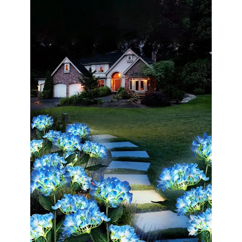 3Head Solar Hydrangea Lights LED Flower Garden Stake Outdoor Decor 4