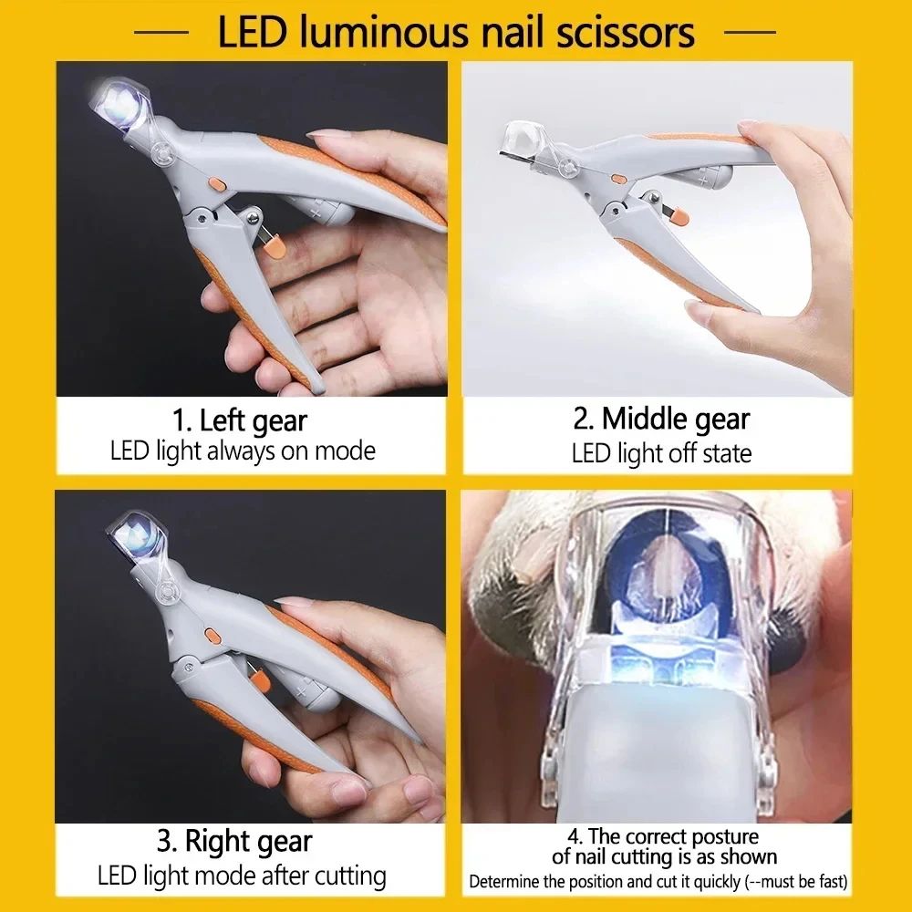 Professional Pet Nail Clippers With LED Light Safe Precision Grooming Tool For Cats And Dogs 5