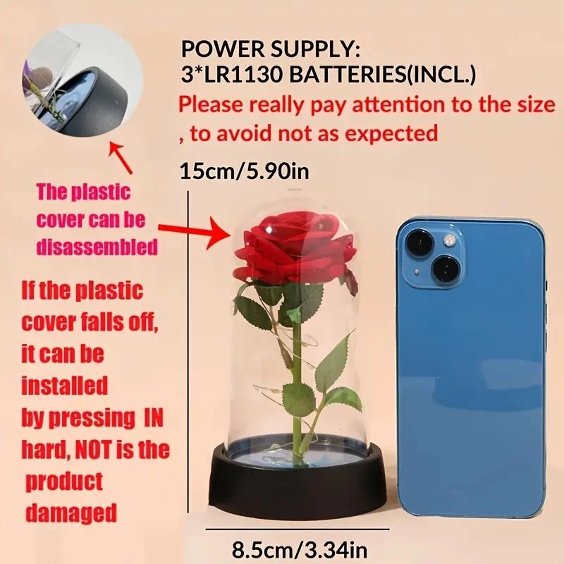 Eternal LED Rose In Glass Dome Romantic Gift For Her And Home Decor 5