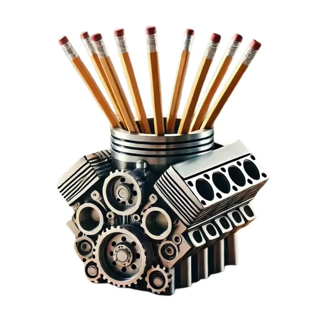 Creative V8 Engine Pen Holder Desk Organizer For Car Lovers And Office Decor 6