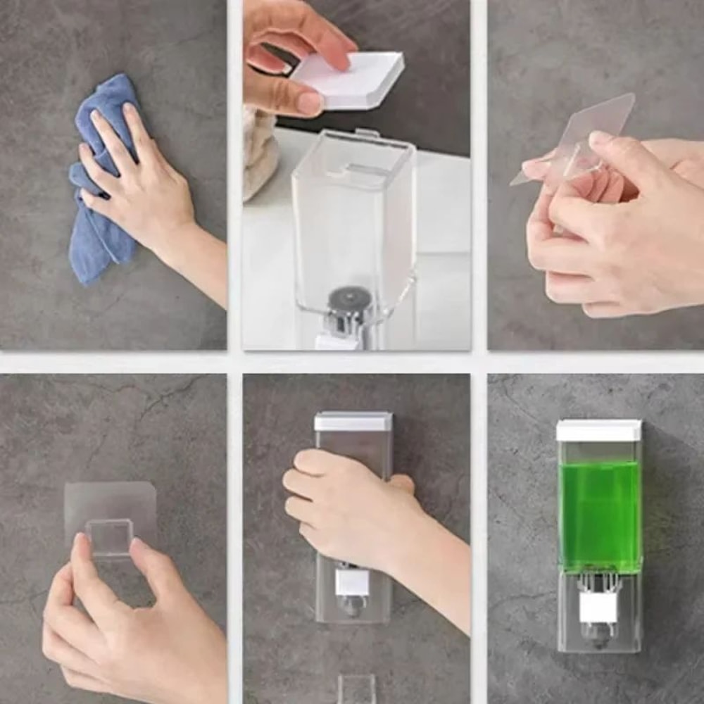 Wall Mounted Soap Dispenser With Traceless Installation Transparent Manual Pump 4