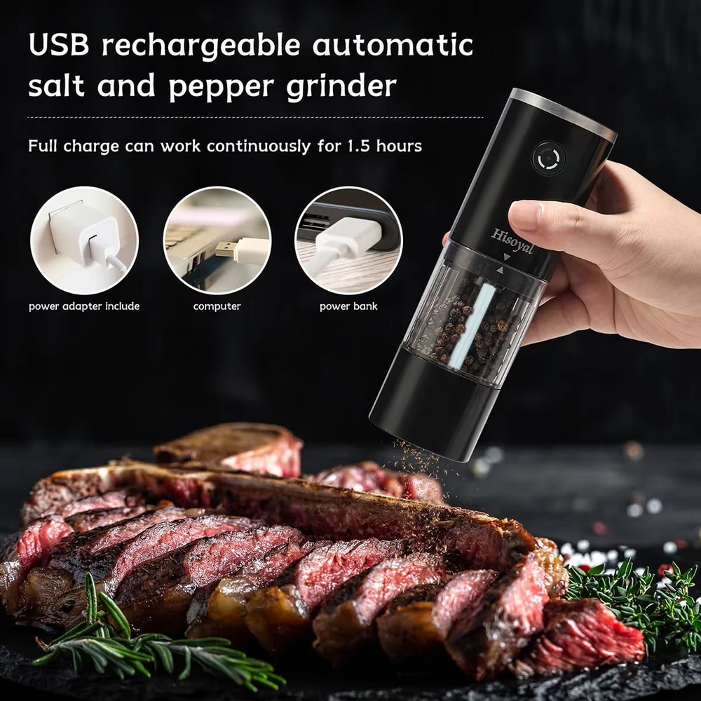 USB Rechargeable Electric Salt And Pepper Grinder Automatic Spice Grinder With Adjustable Coarsenes 1