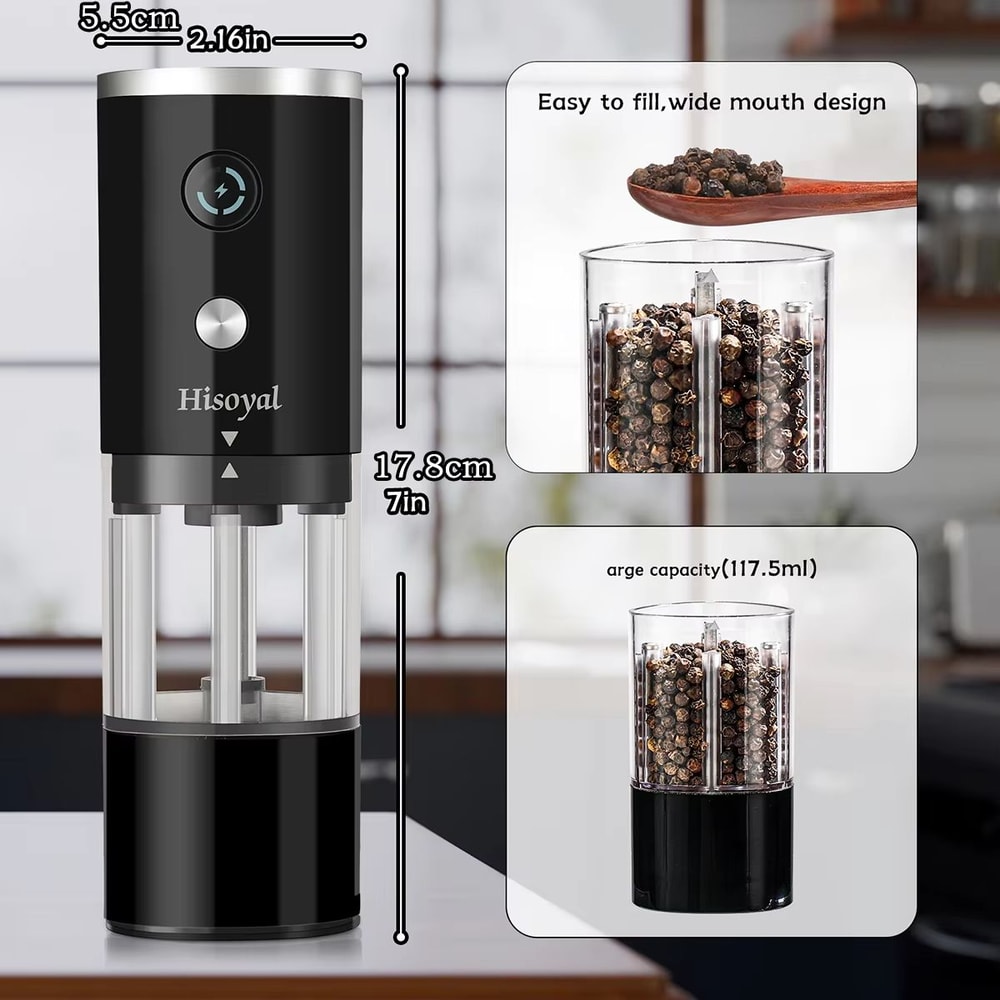 USB Rechargeable Electric Salt And Pepper Grinder Automatic Spice Grinder With Adjustable Coarsenes 5