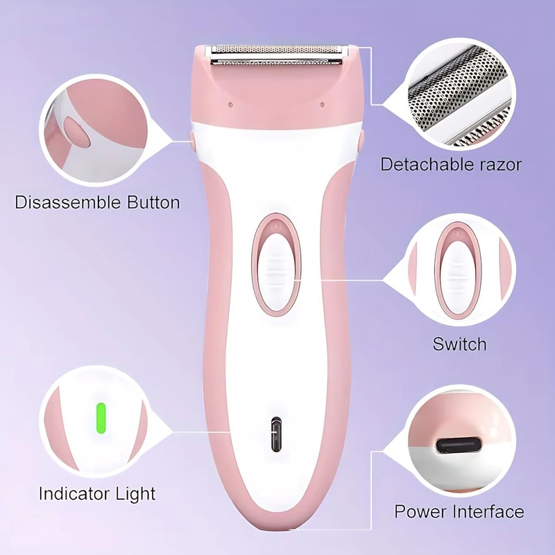 Rechargeable Women Body Trimmer 2in1 Electric Bikini Trimmer Painless Hair Shaver For Body Face 4
