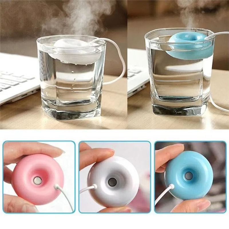 Mini USB Humidifier Donut Design Negative Ion Air Purifier Portable Desktop Mist Diffuser 0