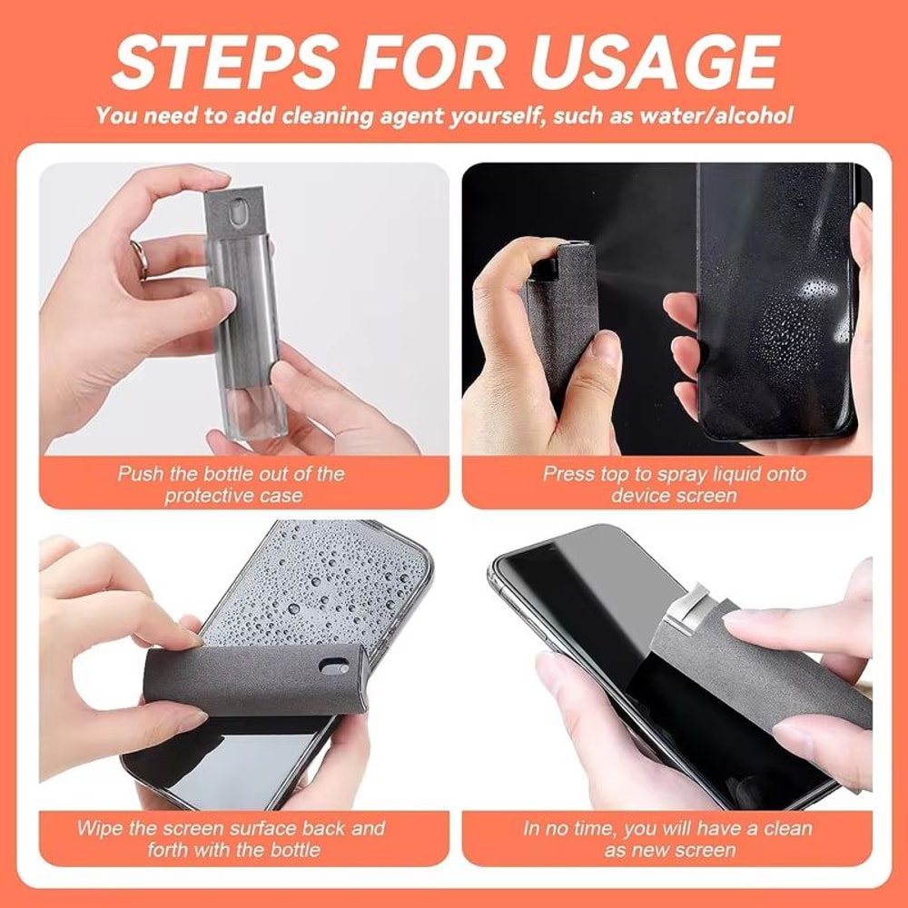 2in1 Screen Cleaner Kit Portable Phone Screen Cleaner Spray Wipe For Laptop Tablet And Car Display 5