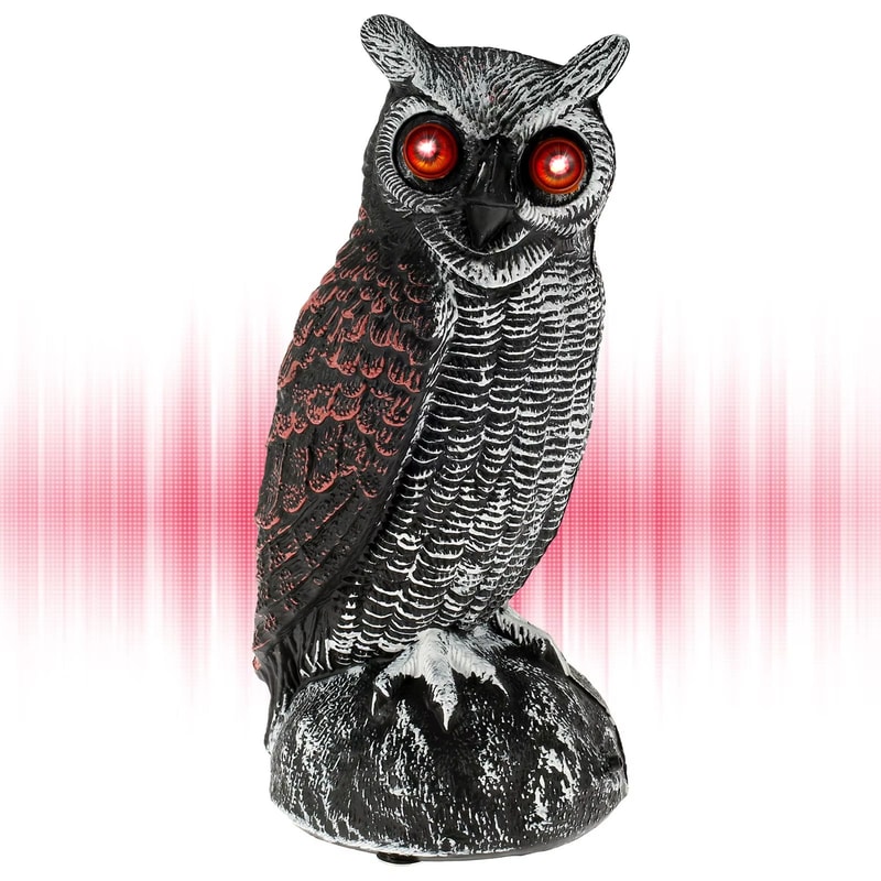 Solar Owl Bird Deterrent With Sound And Light Waterproof Garden Scarecrow 7