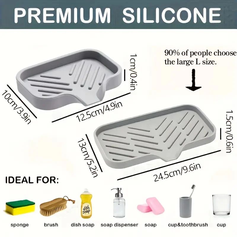 Silicone Faucet Mat Kitchen Sink Splash Guard Drying Tray With Soap And Sponge Holder 1