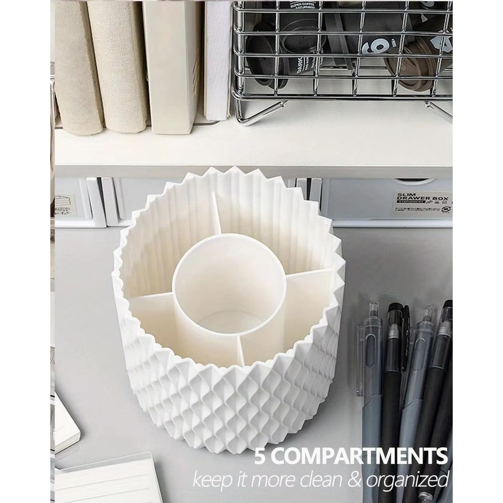 5 Compartment Desk Organizer Pen Holder Multi Functional Stationery Storage Box 3