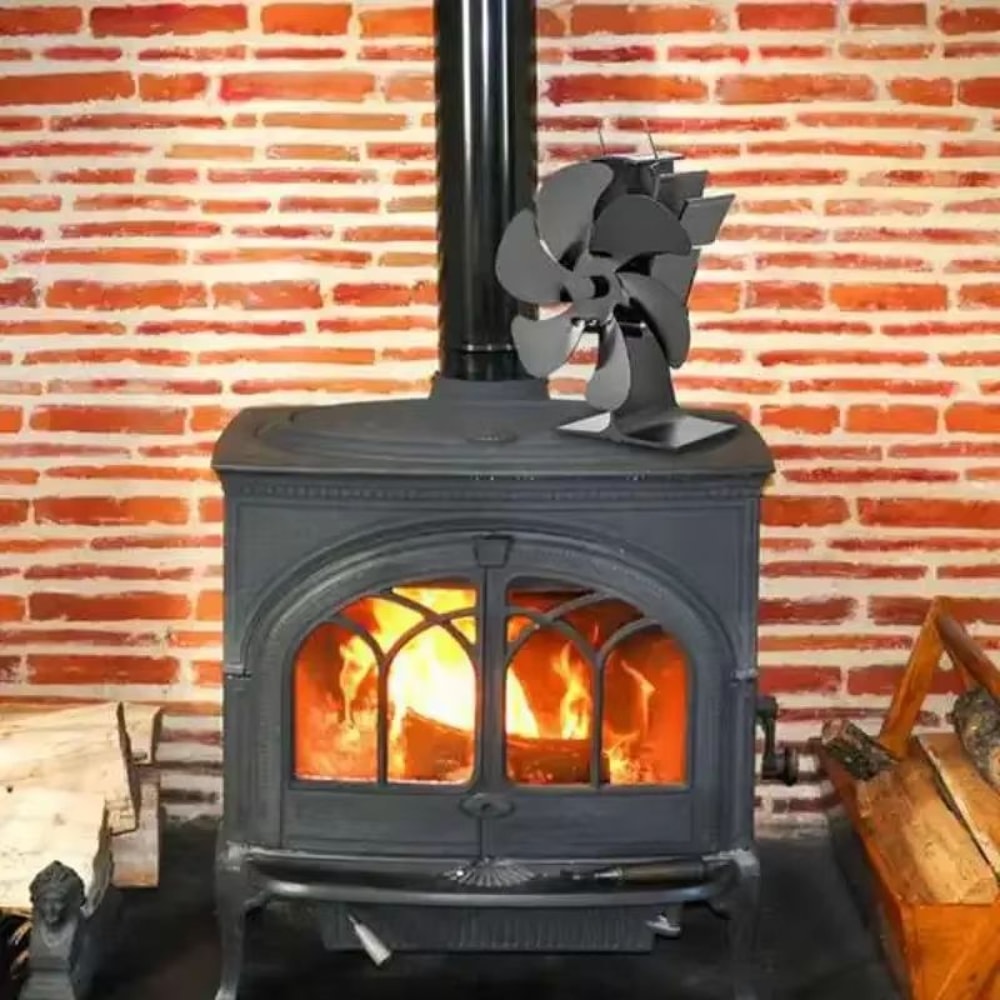 6 Blade Heat Powered Stove Fan Silent Thermodynamic Fireplace Air Circulator 1