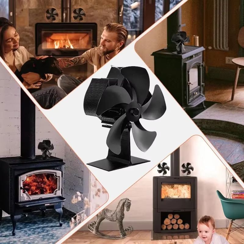 6 Blade Heat Powered Stove Fan Silent Thermodynamic Fireplace Air Circulator 2
