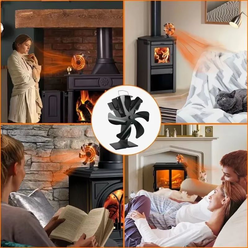 6 Blade Heat Powered Stove Fan Silent Thermodynamic Fireplace Air Circulator 3