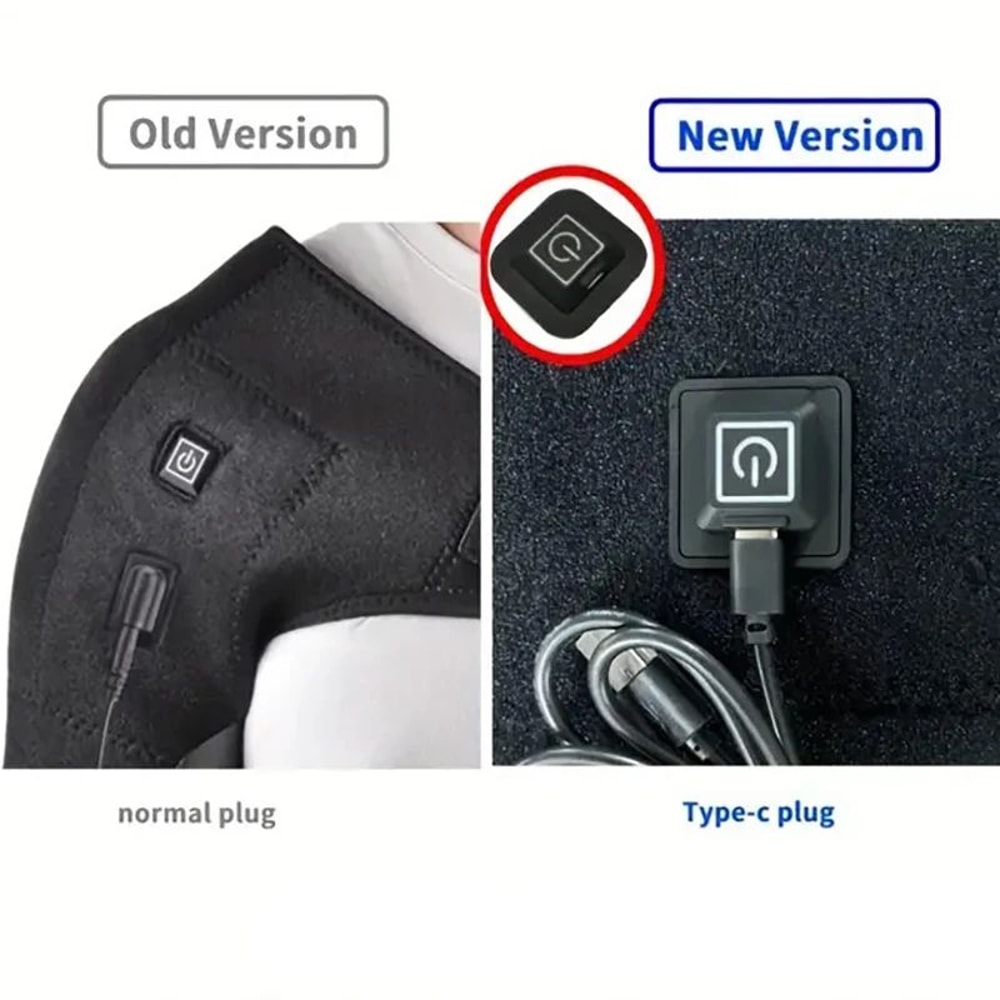 USB Heated Shoulder Brace Wrap With Massage Support Strap Adjustable Thermal Compression Belt 4