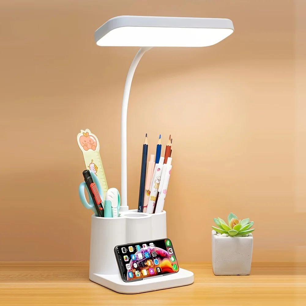 USB Rechargeable LED Desk Lamp 3Level Touch Dimmable Eye Care Bedside Light 0