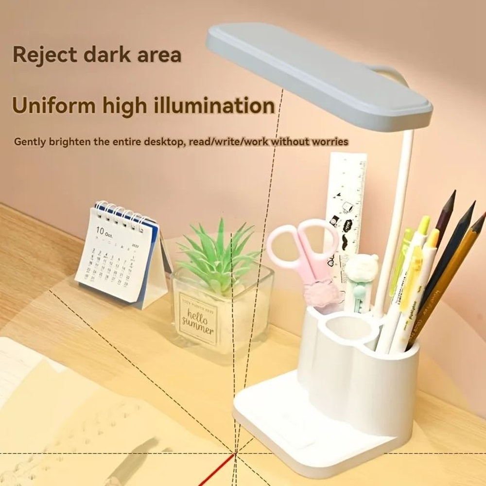 USB Rechargeable LED Desk Lamp 3Level Touch Dimmable Eye Care Bedside Light 1