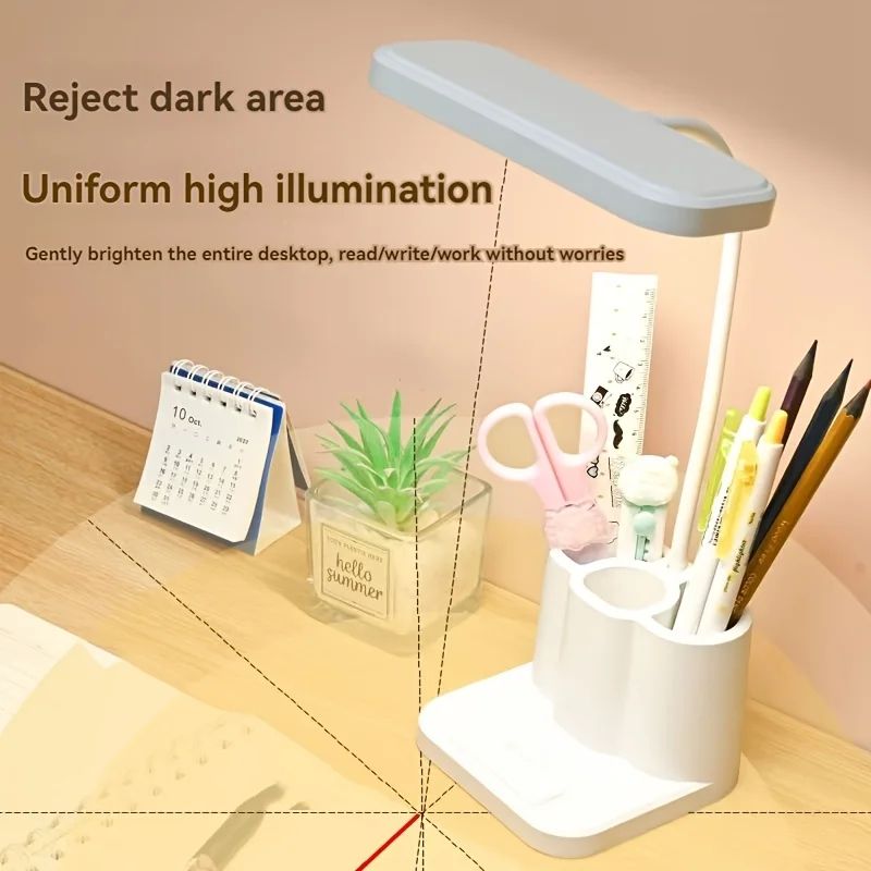 USB Rechargeable LED Desk Lamp 3Level Touch Dimmable Eye Care Bedside Light 1