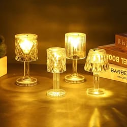 mini crystal led table lamp color changing rechargeable night light for bedroom decor