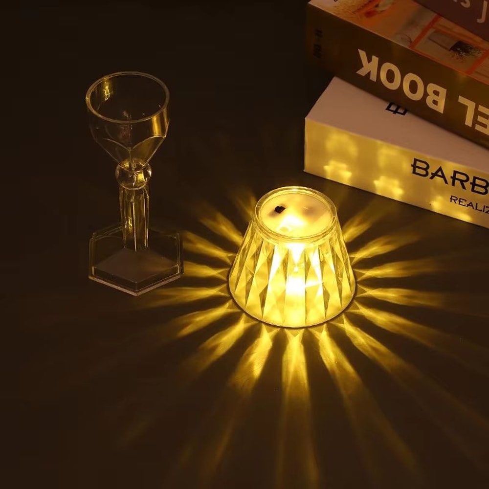 Mini Crystal LED Table Lamp Color Changing Rechargeable Night Light For Bedroom Decor 5