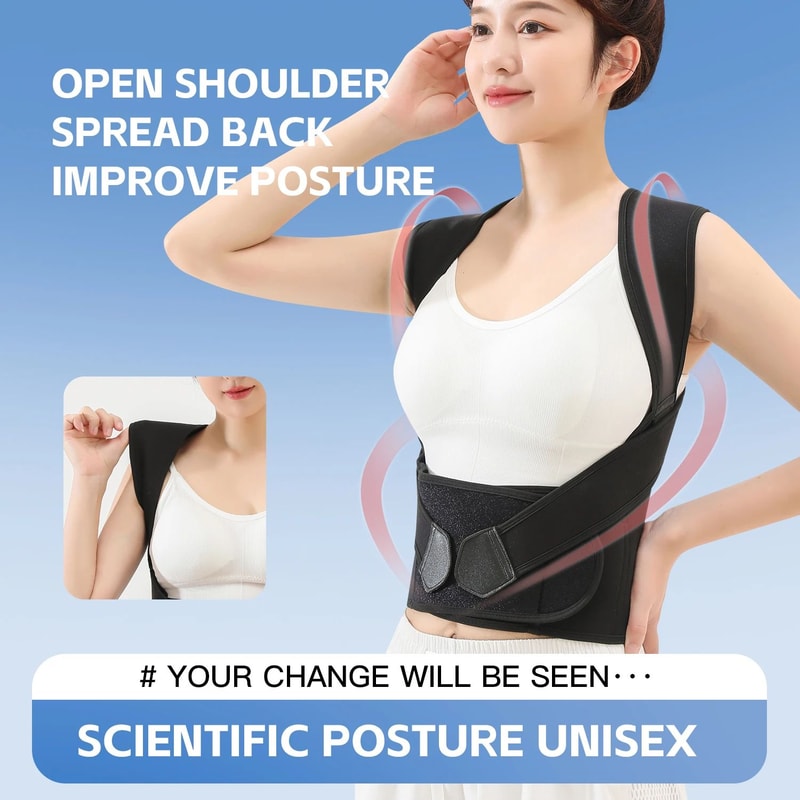 Womens Adjustable Posture Corrector Brace Breathable Shoulder Back Support Belt 2