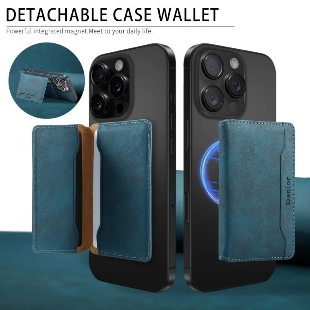 Magnetic Phone Wallet Case With 3 Card Slots Faux Leather Slim Protective Cover 1