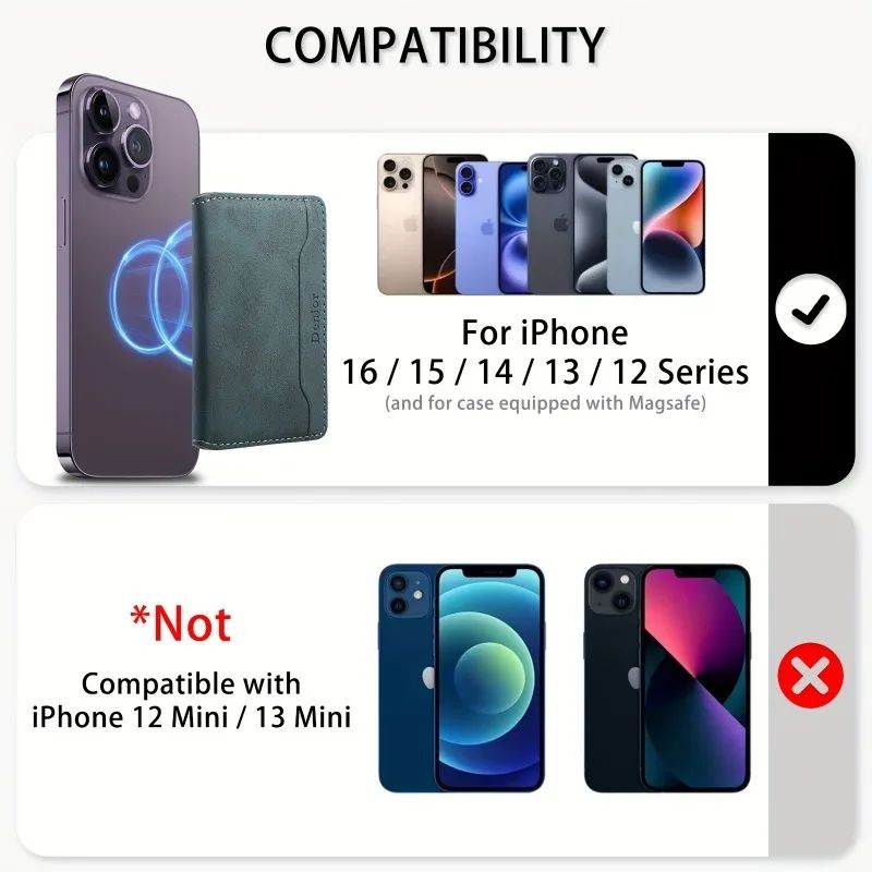 Magnetic Phone Wallet Case With 3 Card Slots Faux Leather Slim Protective Cover 3