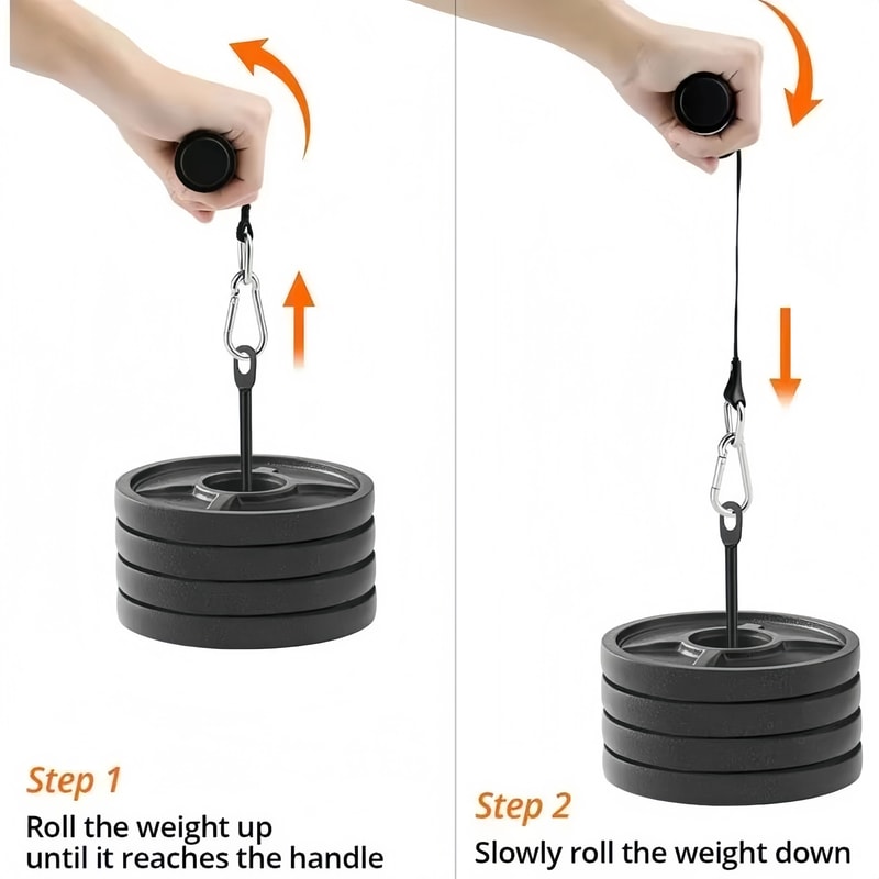 Forearm Wrist Roller Trainer Adjustable Grip Strength Blaster With Rope Weight System 6