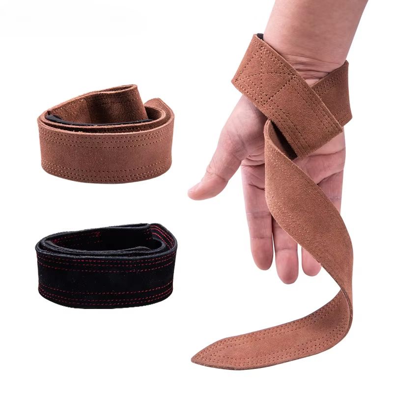 Leather Weight Lifting Wrist Straps Non Slip Grip Gym Pull Up And Deadlift Support Bands 2