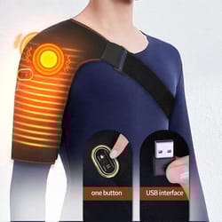 electric heated shoulder massager wrap with vibration therapy adjustable support belt