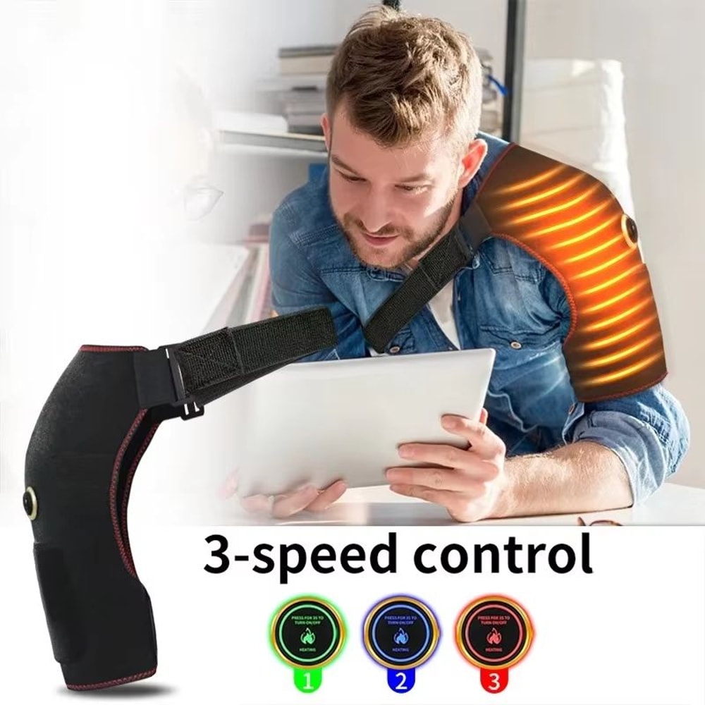 Electric Heated Shoulder Massager Wrap With Vibration Therapy Adjustable Support Belt 2