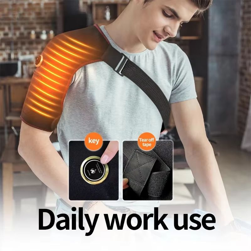 Electric Heated Shoulder Massager Wrap With Vibration Therapy Adjustable Support Belt 3