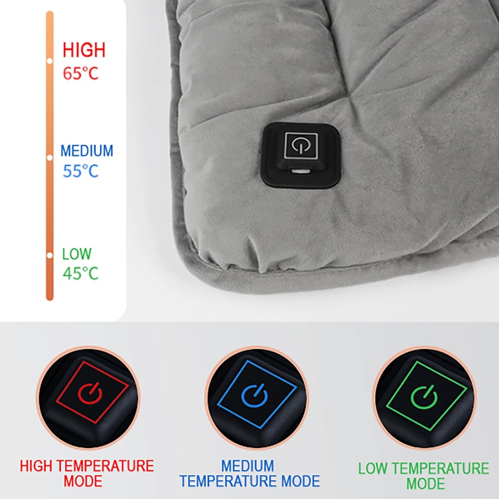 USB Electric Heated Cushion Pad Adjustable Temperature Chair And Pet Warming Seat 177x177in 4