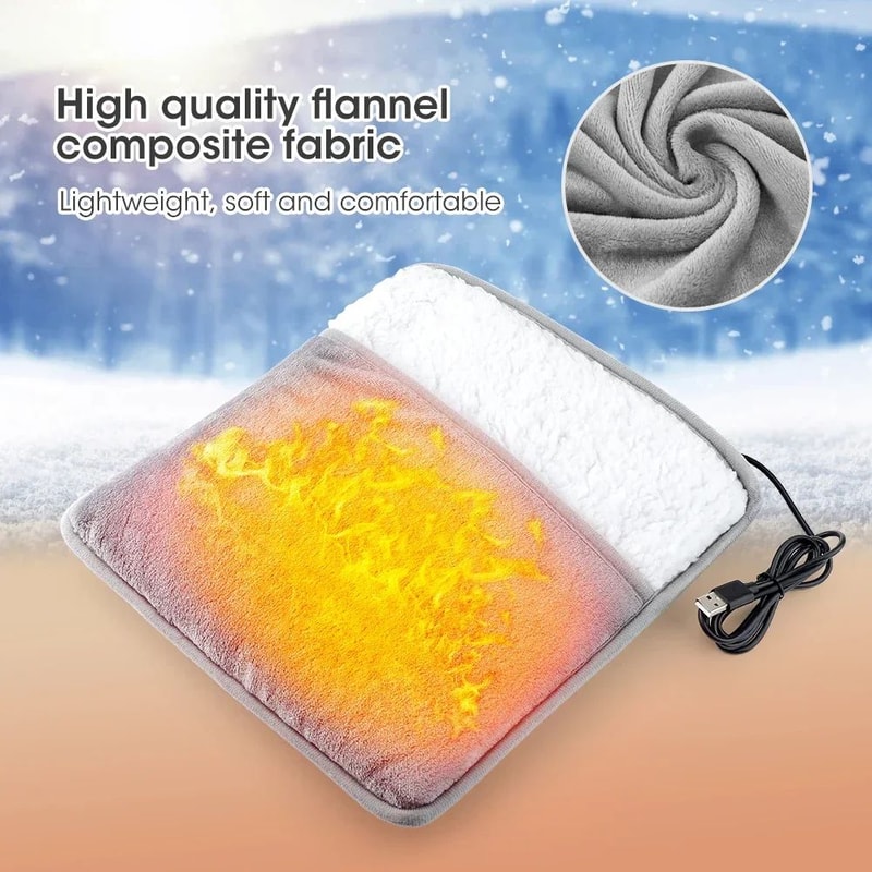 USB Electric Heated Foot Warmer Pad Soft Plush Washable Thermal Feet Heating Cushion 1