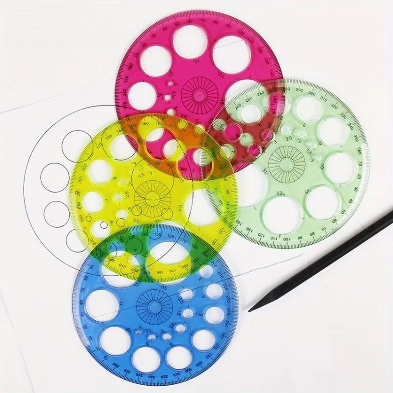 360 Degree Rotating Circle Ruler Transparent Drafting Template With Multi Size Geometry Guide 1
